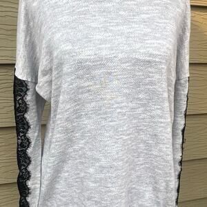 PINK BLUSH long sleeve, with distressed lace on sleeves, women's M-L